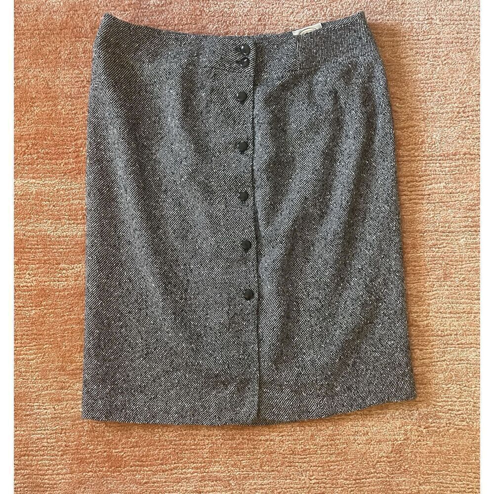 Vintage Made in USA Talbots Women's Wool Blend  Button Down Lined Skirt Size 16